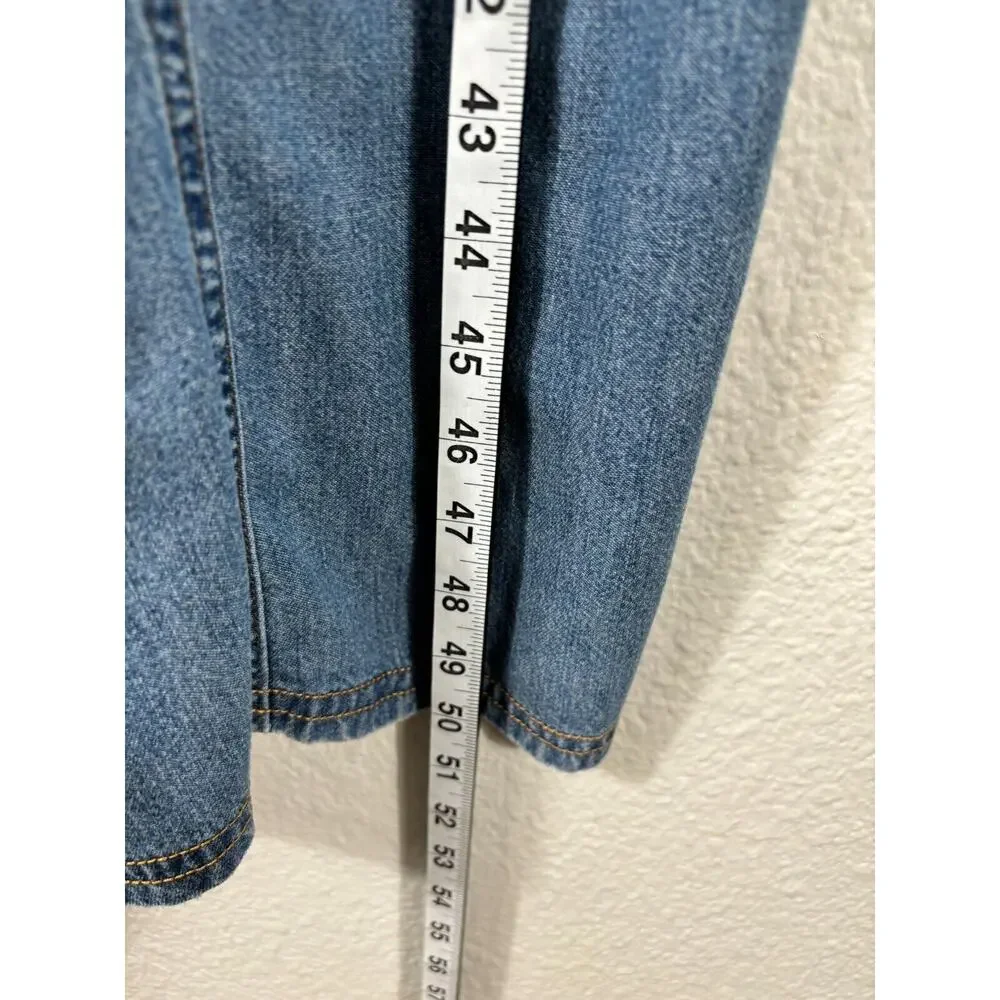 Vintage Distressed Denim Dress Womens‎ 4 Blue Jumper Midi Overall Y2K 90s
